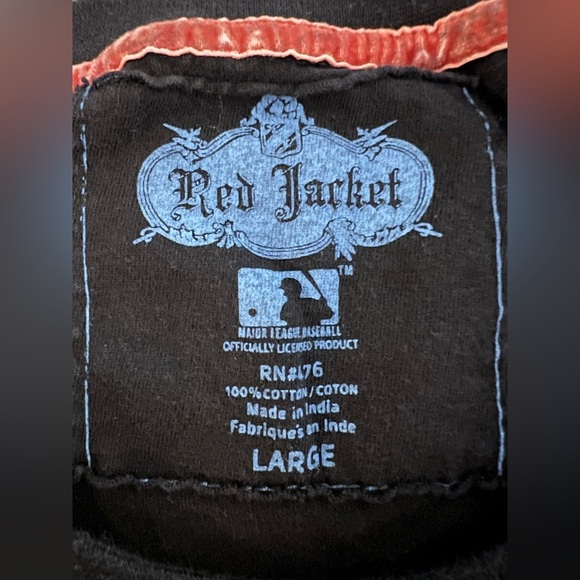 Red Jacket St. Louis Cardinals black tshirt embroidered distressed Fredbird sz L - Picture 5 of 8